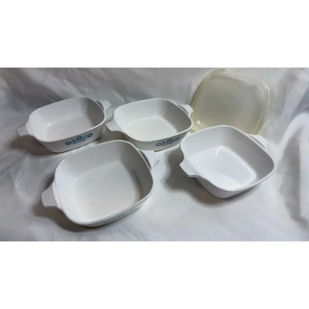 Corning Ware Vintage 4 Petite Pan Casserole Dishes Iconic Blue Cornflower Patter